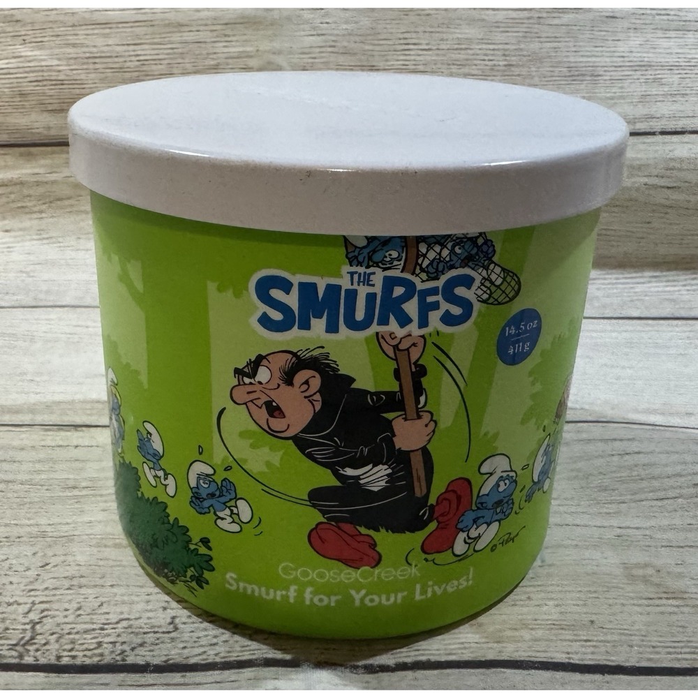 NEW Goose Creek The Smurfs Smurf For Your Life Green 3 Wick Candle 14.5 oz